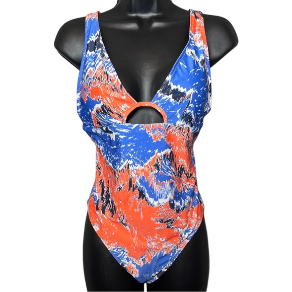 Gymshark Swim Gymshark Ecofriendly Orange Blue One Piece Strappy